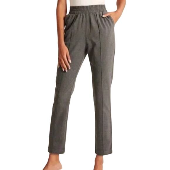 Abercrombie & Fitch Pants - Abercrombie & Fitch Gray Pull On Tapered Leg Front Seam Work Pants Trousers Sz L
